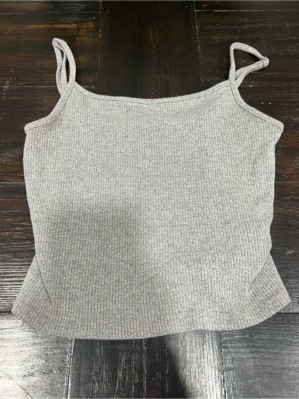 American Eagle Outfitters Ribbed Square-Neck Crop Tank Top - Light Gray